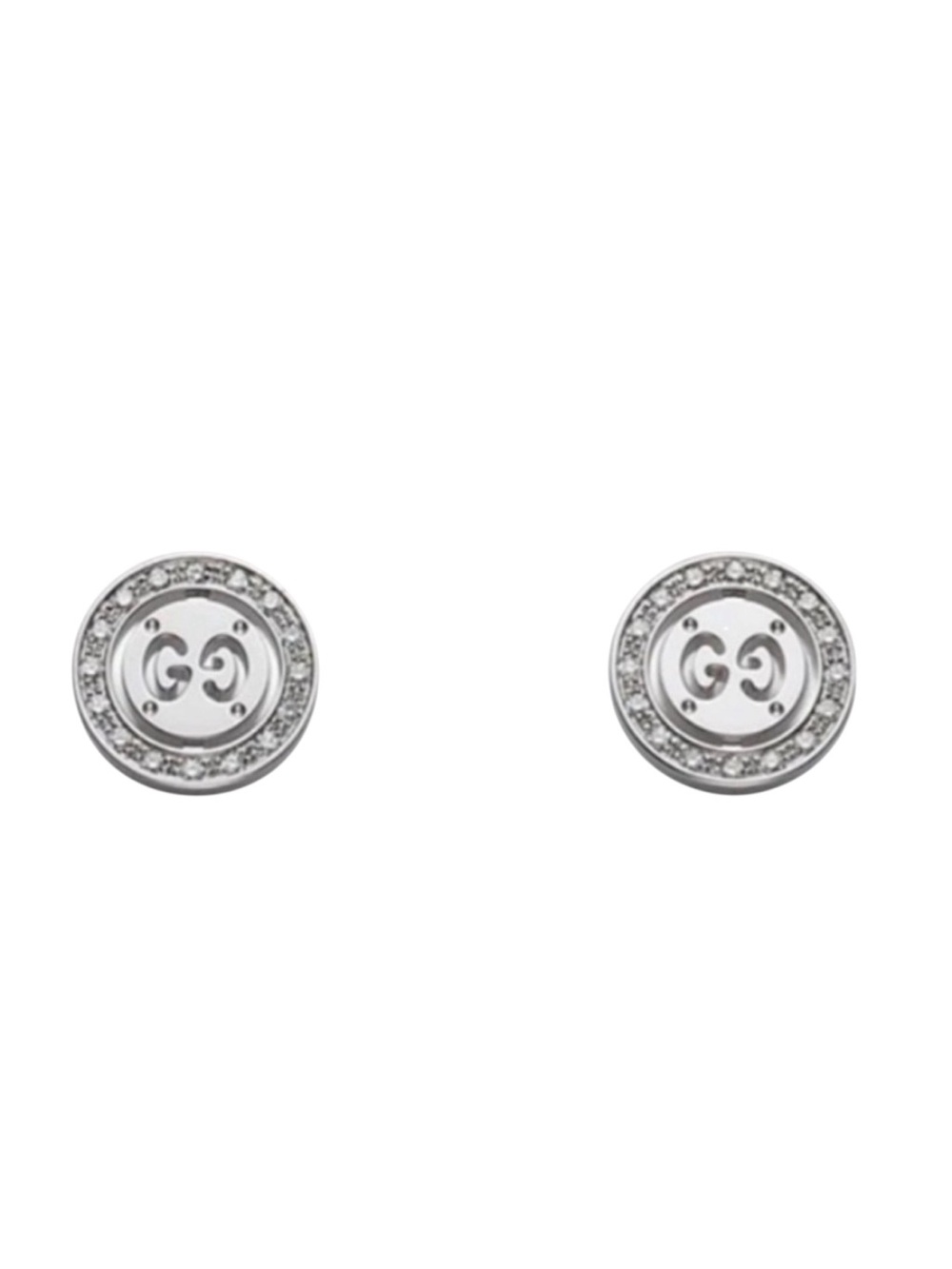 Gucci Interlocking G Crystal Earrings Sterling Silver Studs Authentic Gucci New - Picture 7 of 10